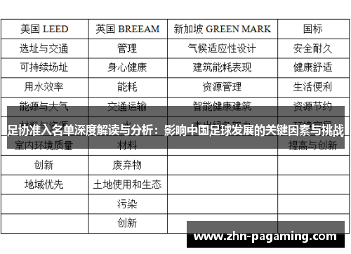 足协准入名单深度解读与分析：影响中国足球发展的关键因素与挑战